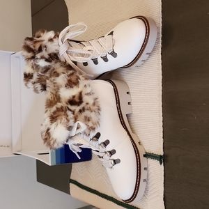 White Mountain leopard fur boots